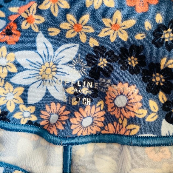 aerie Floral Print High Rise Leggings Blue/Pink Sz Small - Picture 8 of 11
